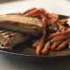 Weekend Recipe: Roasted Red Pepper and Goat Cheese Chicken Panini with Sweet Potato Fries